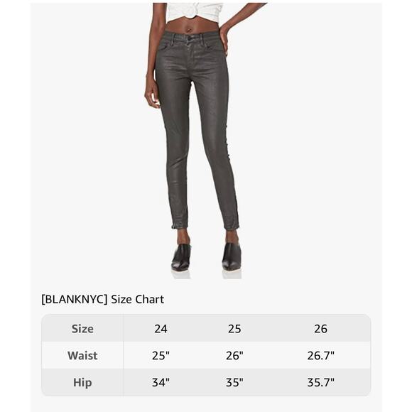 Blank NYC The Bond Mid-Rise Skinny Black Coated Jeans Size 26 - Picture 2 of 6